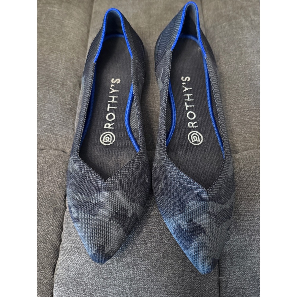 Rothy's The Point Flat Size 7 Blue Gray Camo Shoes - slip on washable